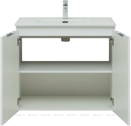 Тумба с раковиной Aquanet Алвита New 80 2 дверцы, белый матовый 