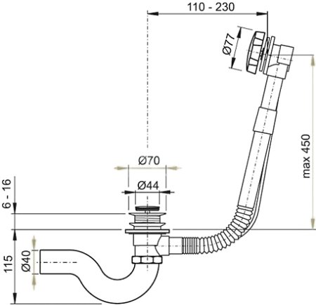 Слив-перелив TIMO 8004/16 автомат, белый 