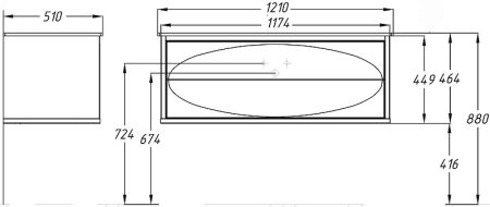 Тумба под раковину Opadiris Ибица 120 00-00003651 подвесная Белая глянцевая, Золото 