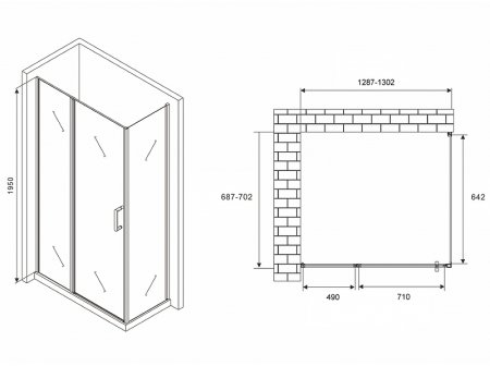 Душевой уголок Abber Sonnenstrand 130х100 AG04130S-S100 профиль Хром стекло прозрачное 
