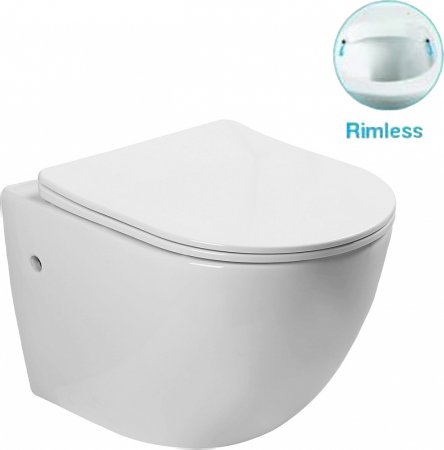 Унитаз подвесной SantiLine SL-5018 безободковый, с микролифтом 