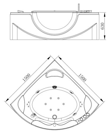 Акриловая ванна Orans OLS-BT65103 150x150 см 