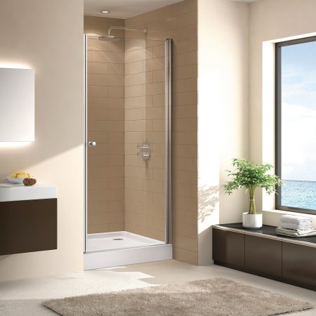 Душевая дверь в нишу Cezares ECO-O-B-1-80-C-Cr стекло прозрачное + душевой трап 