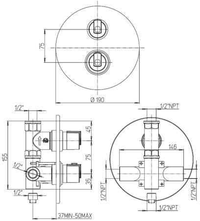 Смеситель для душа Paini Arena 92CR690TH Хром 