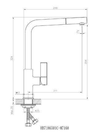 Смеситель однорычажный для кухни с фильтром для питьевой воды d25 HAIBA HB70501-7 черный 