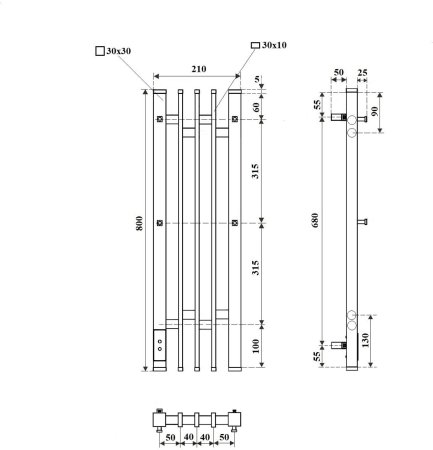 Полотенцесушитель электрический Point Фрея PN20738W П2 180x800 диммер слева, белый 