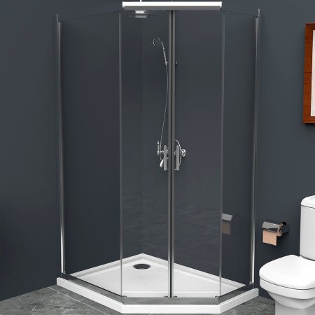 Душевой уголок BelBagno Uno 100х80 UNO-195-PH-2-100/80-C-Cr профиль Хром стекло прозрачное 