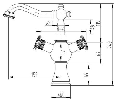 Смеситель Zorg Antic A 3008U-BR для раковины 