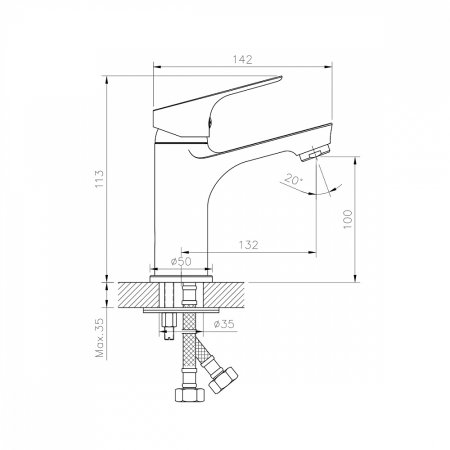 Смеситель для раковины Rossinka RS29-13 Хром 