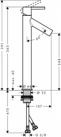 Смеситель Axor Starck 10103340 для раковины, шлифованный черный 