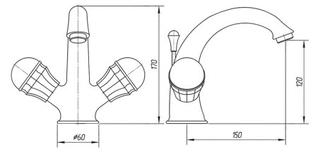 Смеситель Migliore Korona Swarovski ML.KRN-4734 Cr для раковины 