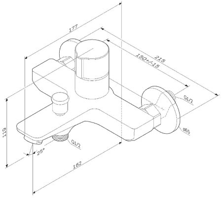 Смеситель для ванны AM.PM X-Joy F85A10522 Черный матовый 