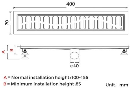 Душевой лоток Gappo G84007-3 с решеткой Сатин 