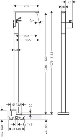 Смеситель Axor Edge 46040000 напольный 