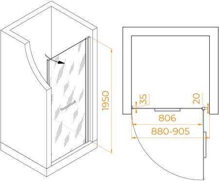 Душевая дверь RGW PA-103W 900 