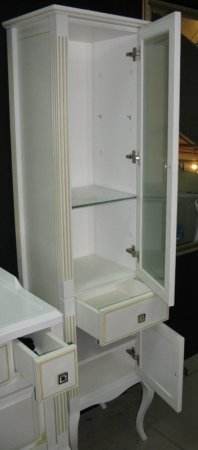 Шкаф пенал Opadiris Лаура 44 R Z0000006524 Белый с золотой патиной ручки Swarovski Золото 