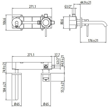 Смеситель для раковины Gattoni Circle Two 9135/91NO Черный матовый 