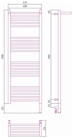 Полотенцесушитель электрический Сунержа Богема 3.0 120х40 R с 1 полкой 