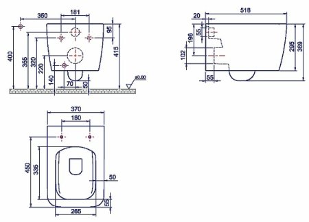 Унитаз Boheme Zen 967-WM подвесной без сиденья 