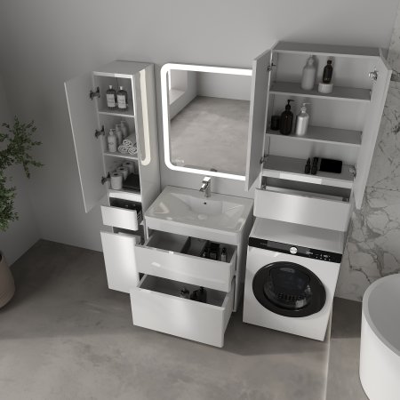 Тумба напольная STYLELINE "Атлантика 70", Люкс Плюс белый глянец с раковиной Атлантик 70 