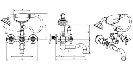 Смеситель для ванны Boheme Camelia 293 Золото 