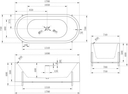 Акриловая ванна ABBER AB9443 белая 