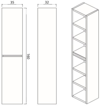Шкаф пенал Creto Etna 35 4-1035W подвесной White 