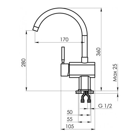 Смеситель Granula ST-31 для кухонной мойки, базальт 