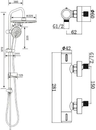 Душевая система Agger Thermo A2492200 с термостатом Хром 