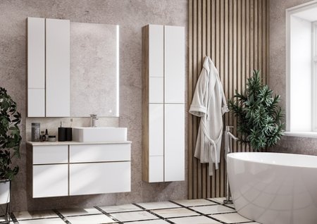 Подвесной шкаф Aquaton Мишель 43 1A244203MIX40 Дуб эндгрейн Белый 