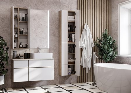 Подвесной шкаф Aquaton Мишель 43 1A244203MIX40 Дуб эндгрейн Белый 