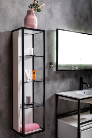 Пенал Armadi Art Loft высокий белый полки стекло 896-W 