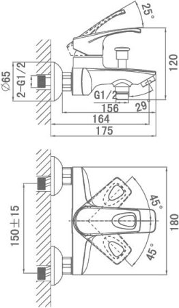 Смеситель D&K Erlangen Bayern DA1183201 для ванны с душем 
