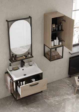 Подвесной шкаф Aquaton Лофт Фабрик 34 1A242803LTDU0 Дуб эндгрейн 