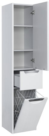 Шкаф пенал Aquaton Сильва 32 R 1A215603SIW7R подвесной с бельевой корзиной Дуб полярный 