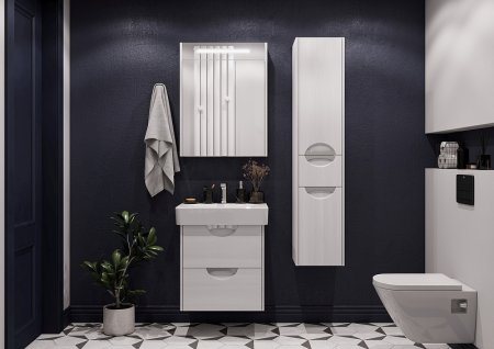 Шкаф пенал Aquaton Сильва 32 R 1A215603SIW7R подвесной с бельевой корзиной Дуб полярный 