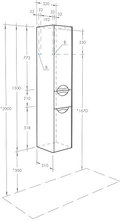 Шкаф пенал Aquaton Сильва 32 R 1A215603SIW7R подвесной с бельевой корзиной Дуб полярный 