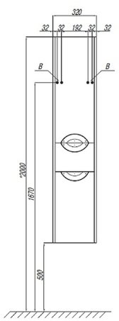Шкаф пенал Aquaton Сильва 32 R 1A215603SIW7R подвесной с бельевой корзиной Дуб полярный 