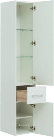 Шкаф-пенал Aquanet Августа белый (ручки хром) 