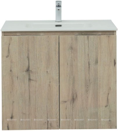 Тумба с раковиной Aquanet Алвита New 80 2 дверцы, дуб веллингтон белый 