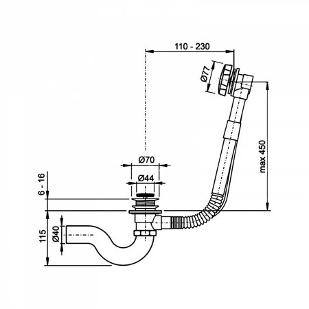 Слив-перелив TIMO 8003/03 полуавтомат, черный 