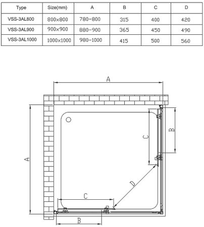 Душевой уголок Vincea Alpha 80x80 VSS-3AL800CL профиль Хром стекло прозрачное 