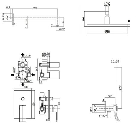 Душевая система Paffoni Elle KITEL015NOKING Черная матовая 