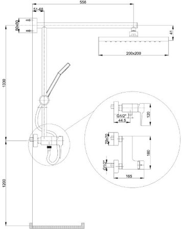 Душевая система E.C.A. Caro 102154006EX Хром 