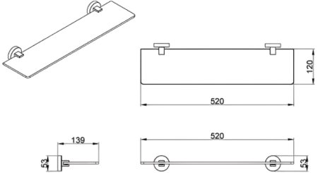 Стеклянная полка Azario Nessy AZ-73103 Хром 