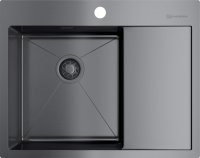 Мойка кухонная Omoikiri Akisame 65-GM-L вороненая сталь