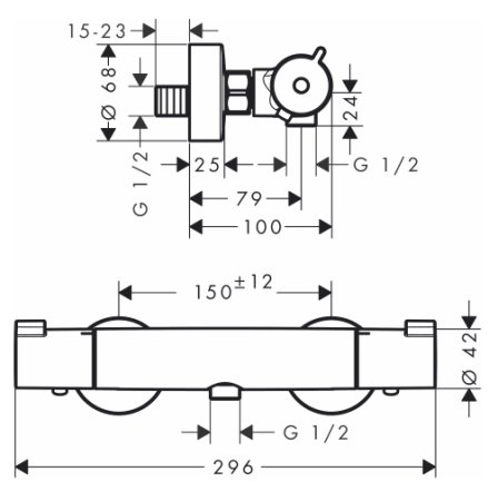 Комплект для ванной Термостат Hansgrohe Ecostat 1001 CL ВМ 13211000 для душа + Смеситель Hansgrohe 