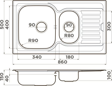 Мойка кухонная Omoikiri Kashiogawa 86-2 