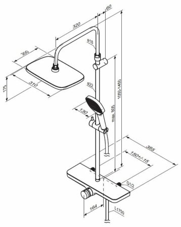 Душевая система Damixa Merkur 940730300 Черная матовая 
