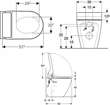 Унитаз приставной Geberit AquaClean Tuma Comfort 146.310.11.1 альпийский белый 